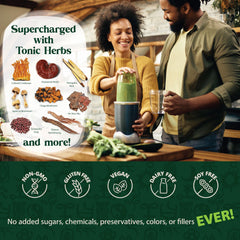Dragon Herbs Tonic Alchemy glass blender ready for a nutrient-rich shake