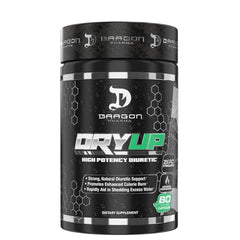 Dragon Pharma DryUp bottle close-up showing capsules for a lean look.