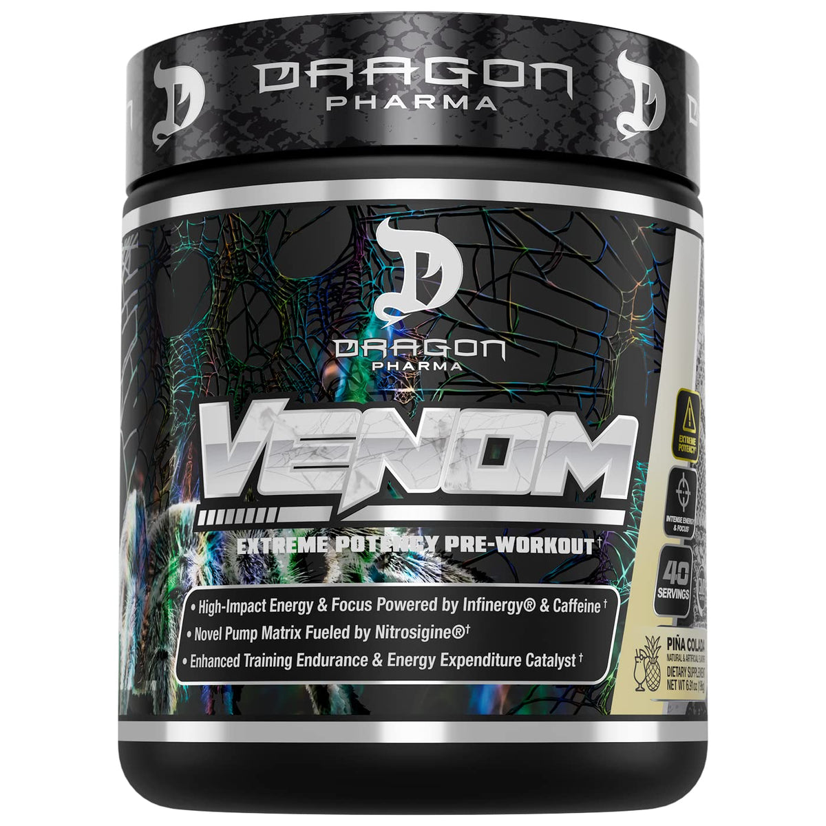 Dragon Pharma Venom Extreme bottle front view for potent pre-workout energy