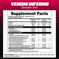 Scoop of Venom Inferno beside a glass of water for a pre-workout boost.