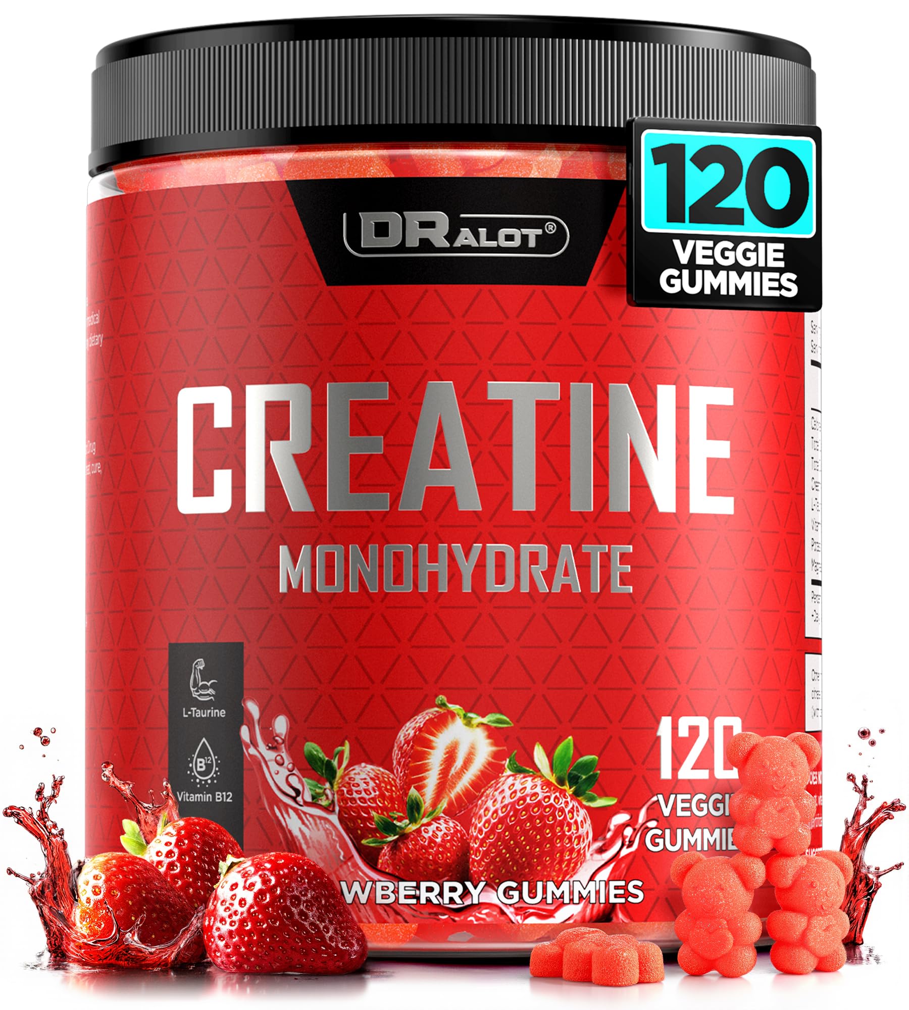 Dralot Creatine Gummies berry flavor bottle for on-the-go strength support