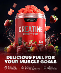 Dralot Creatine Gummies bottle on counter for quick dosing