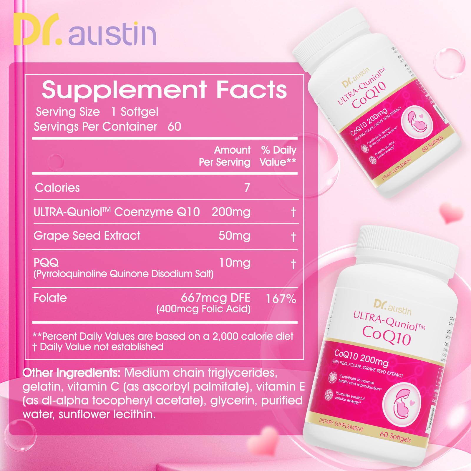 DR.AUSTIN CoQ10 with PQQ and folic acid softgels for fertility support