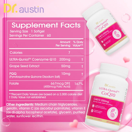 DR.AUSTIN CoQ10 with PQQ and folic acid softgels for fertility support
