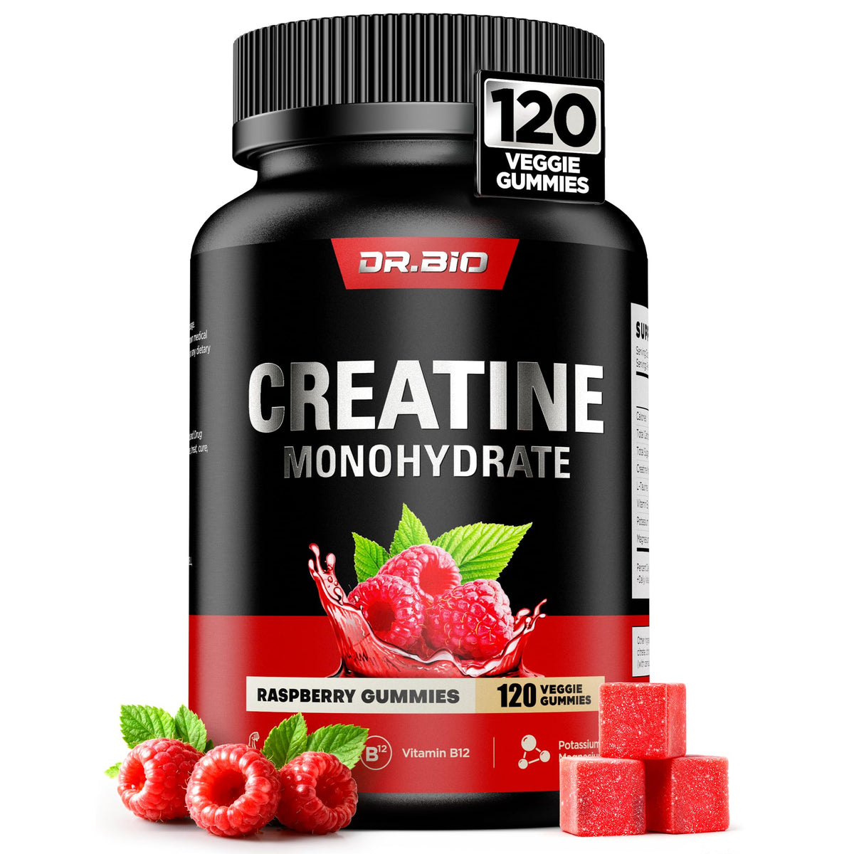 DR.BIO Instant Boost Creatine Gummies bottle on display for fast-muscle energy support.