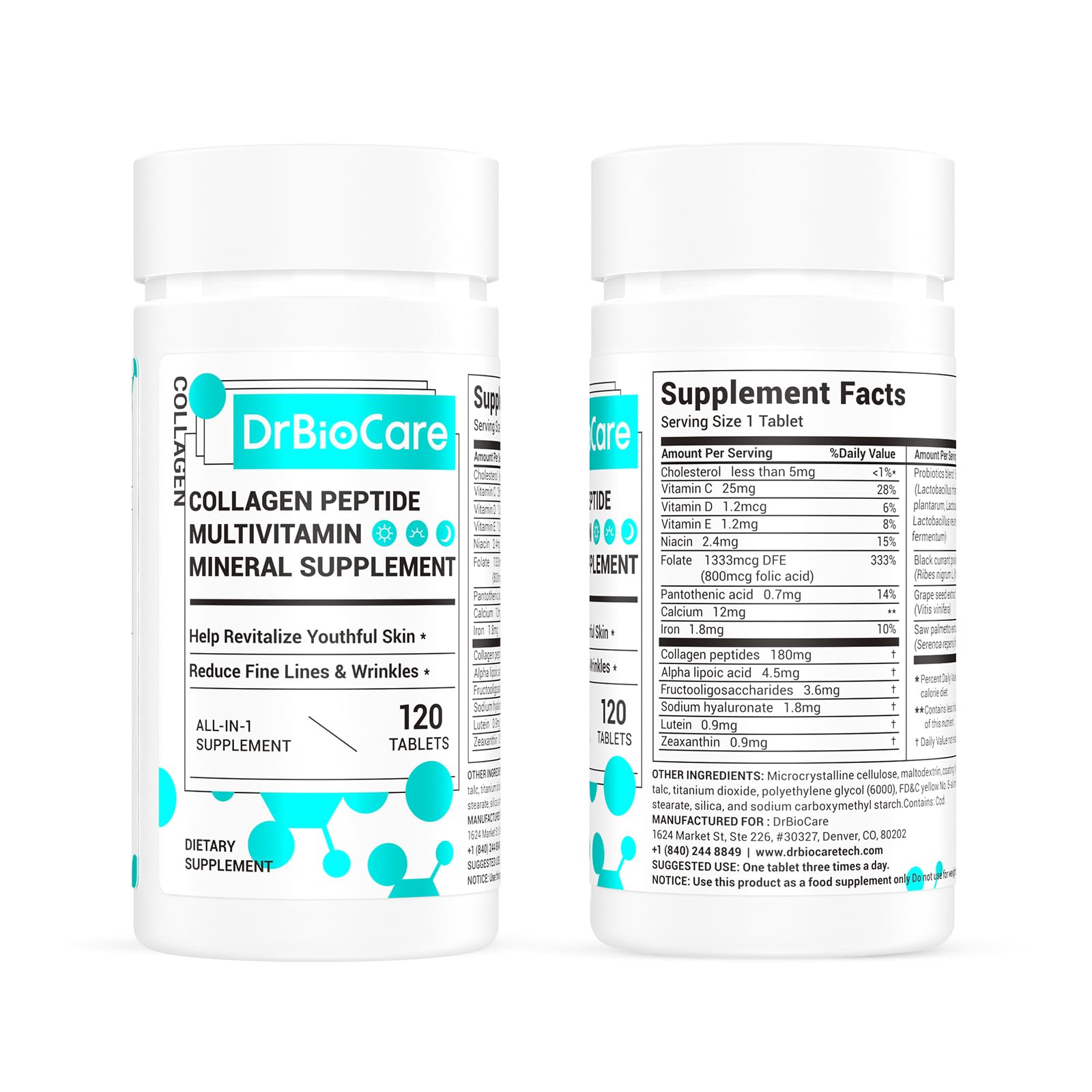 DrBioCare B Complex tablets promoting energy and skin vitality