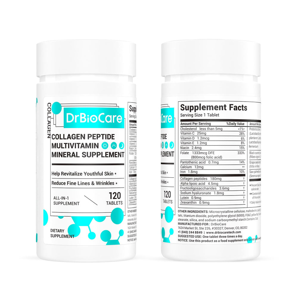 DrBioCare B Complex tablets promoting energy and skin vitality