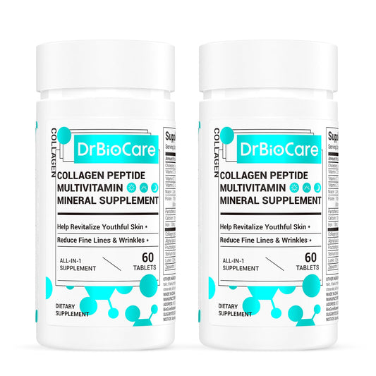 DrBioCare Collagen Peptides for Women bottle shown, supporting hydration and glow from within.