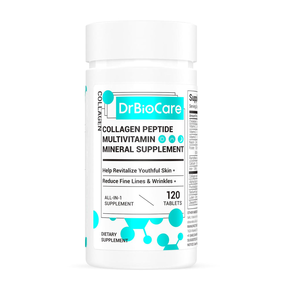 DrBioCare Collagen Peptides for Women bottle showing daily skin hydration support
