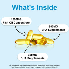 Dr.Brian Omega 3 lemon flavor bottle with fresh tasting daily dose