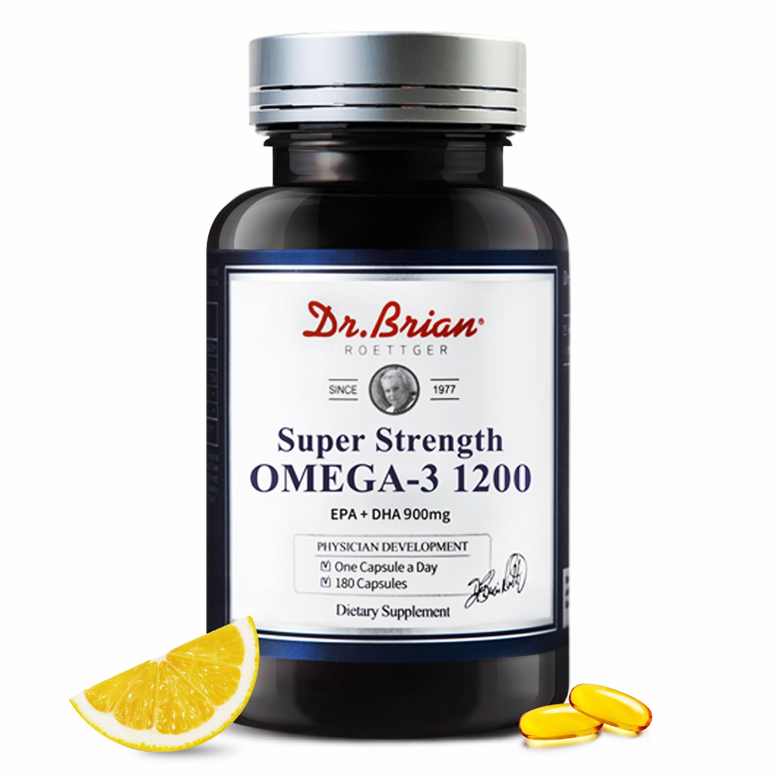 Dr.Brian Omega 3 odorless bottle showing easy daily supplementation for heart and brain support