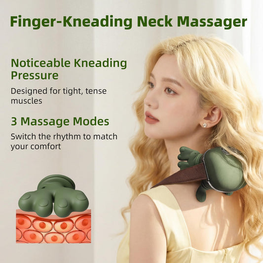 DR.BUNORDLE 4D kneading heads simulate real hands for deep shoulder comfort.