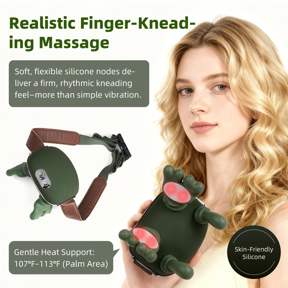 DR.BUNORDLE wearable neck massager with strap provides hands-free relaxation sessions.