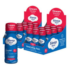 Dream Water Nighttime Nectar sleep shot bottle promotes a calm pre-bed routine.