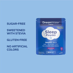 Dream Water Snoozeberry product with gluten-free label for sensitive sleepers.