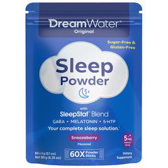 Dream Water Snoozeberry Sleep Powder stick for quick unwind before bed.