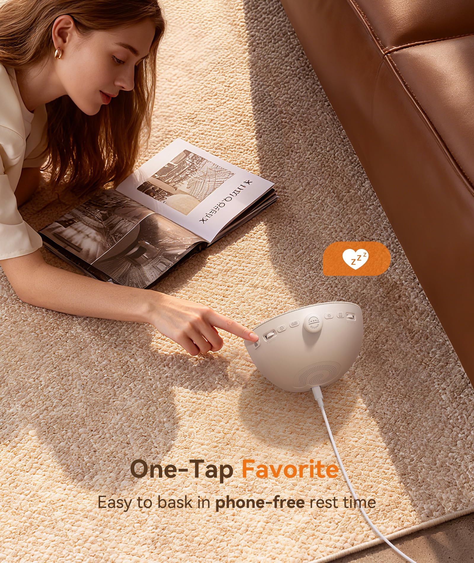 Dreamegg Sunrise 1 Pro dimmable night light creates cozy ambiance on late-night tasks.