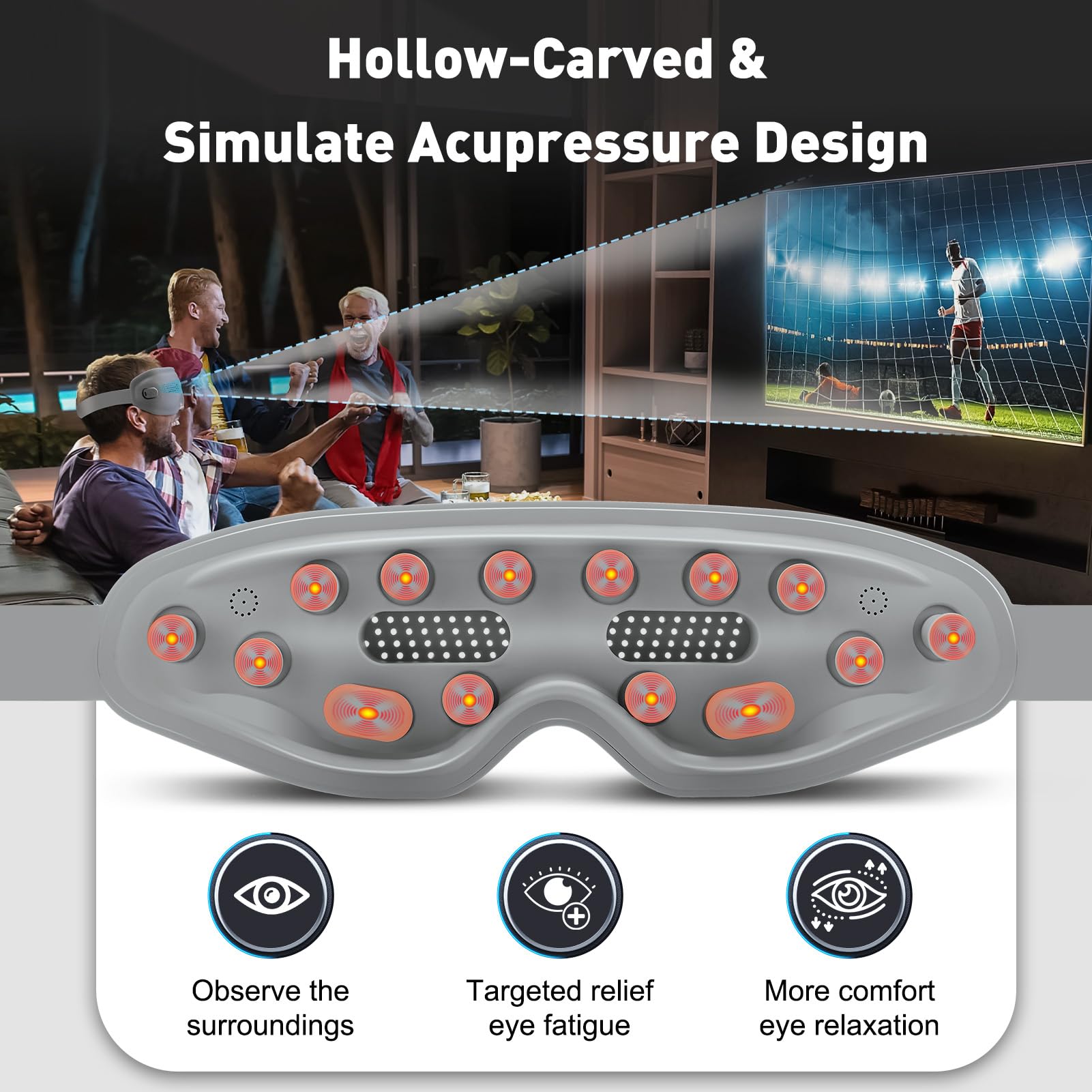 DREAMSOME Eye Massager vision window allows awareness while massaging