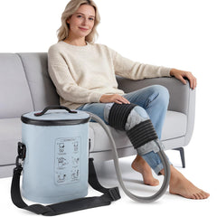 DREAMSOME knee cold wrap demonstrates flexible fit for post-surgery comfort