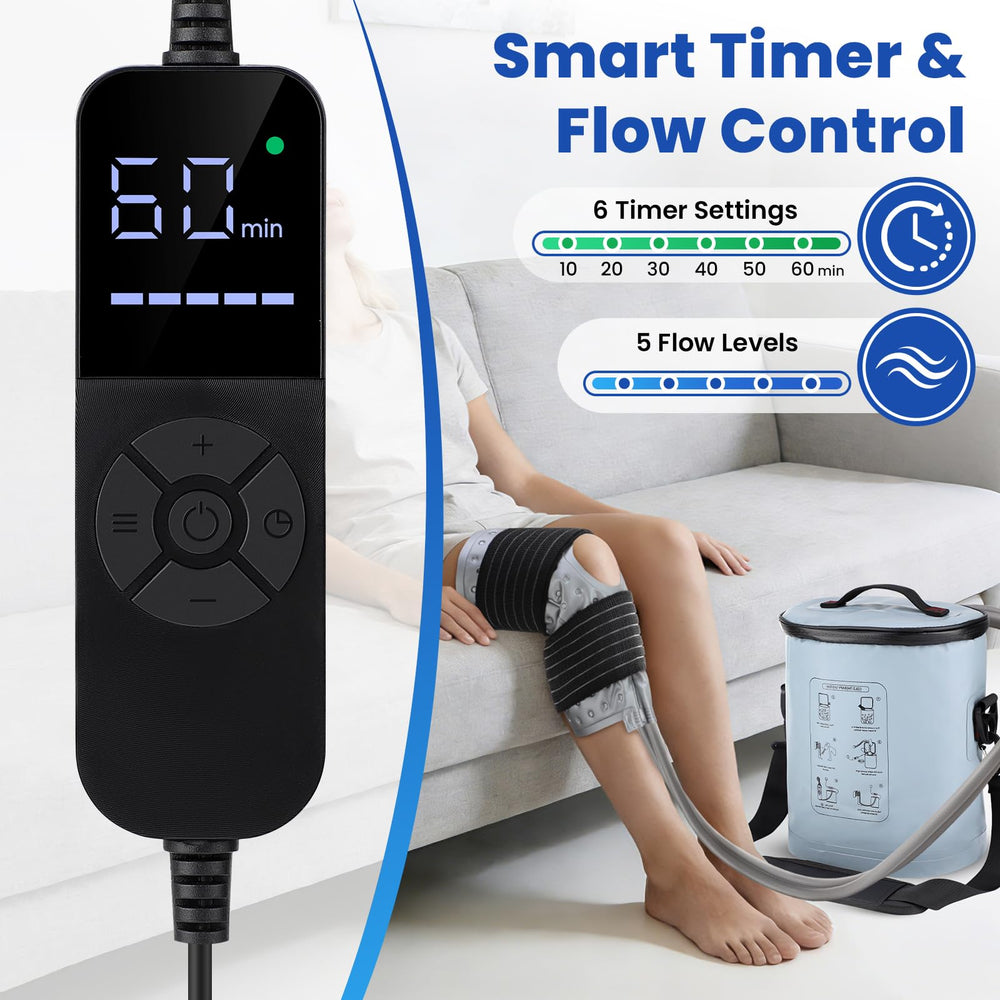 DREAMSOME portable cryotherapy system in use for knee recovery