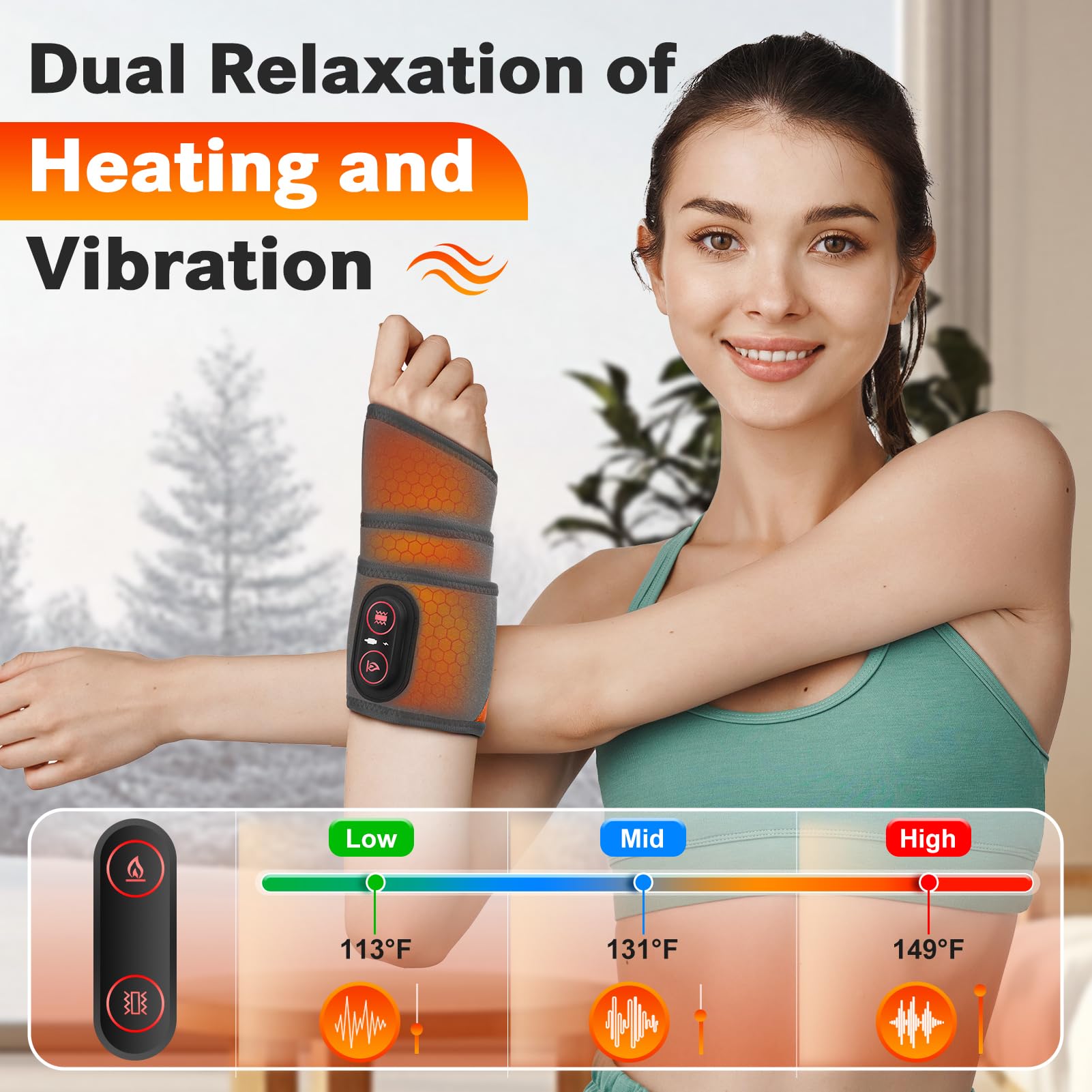 DREAMSOME red light wrap brace worn on the arm for portable relief on the go
