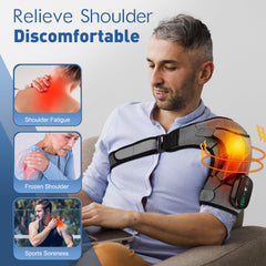 DREAMSOME shoulder wrap with battery illustrating portable heating and massage capability