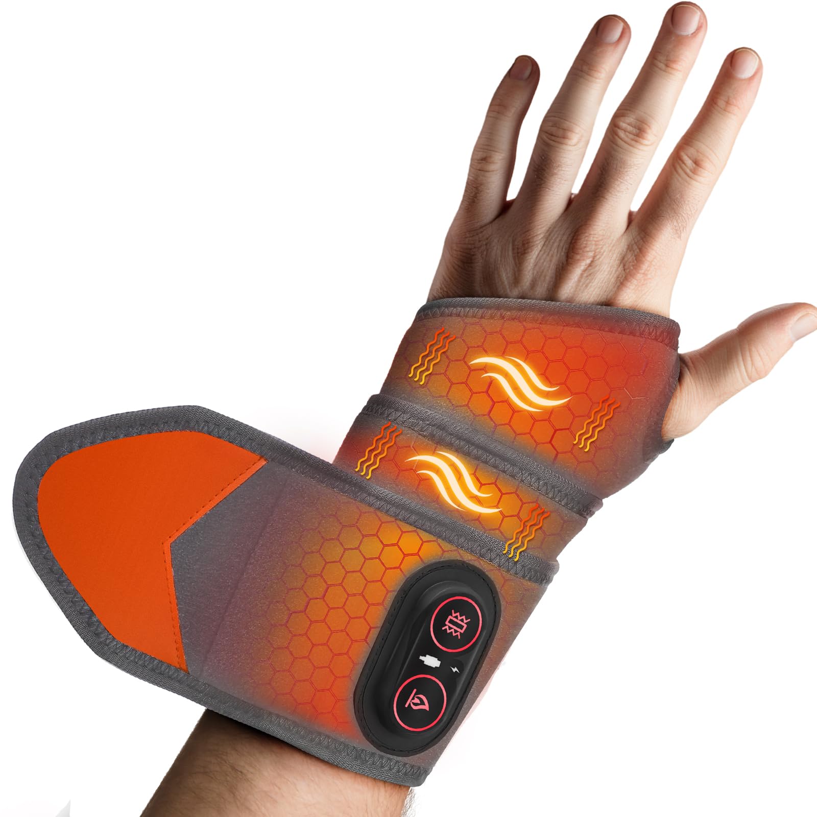DREAMSOME cordless wrist heating pad wrapped around the wrist for soothing warmth and targeted relief