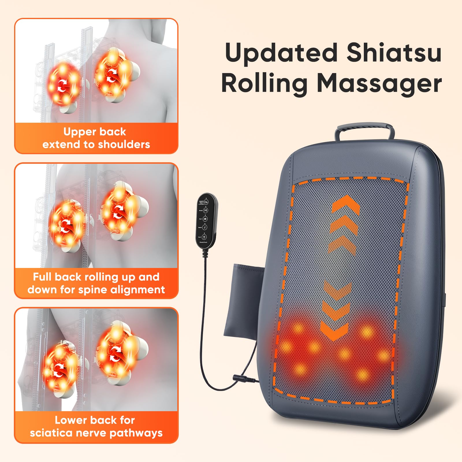 DreamyTouch 4D deep tissue massage action demonstrates deeper kneading.