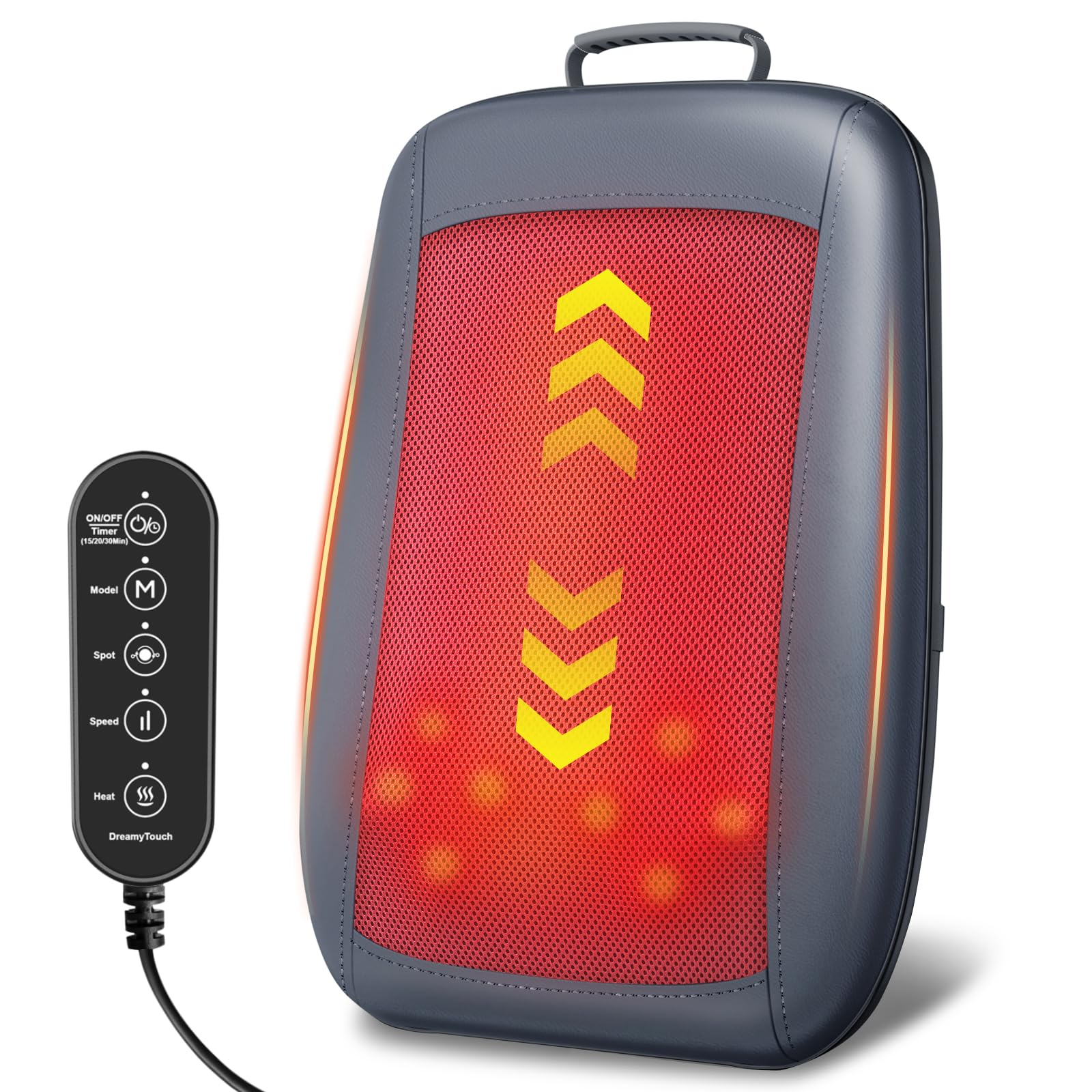 DreamyTouch back massager with heat for on-the-go relief.