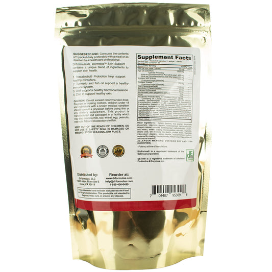 DrFormulas Dermtella capsules inside pack shown for daily wellness and immune support.