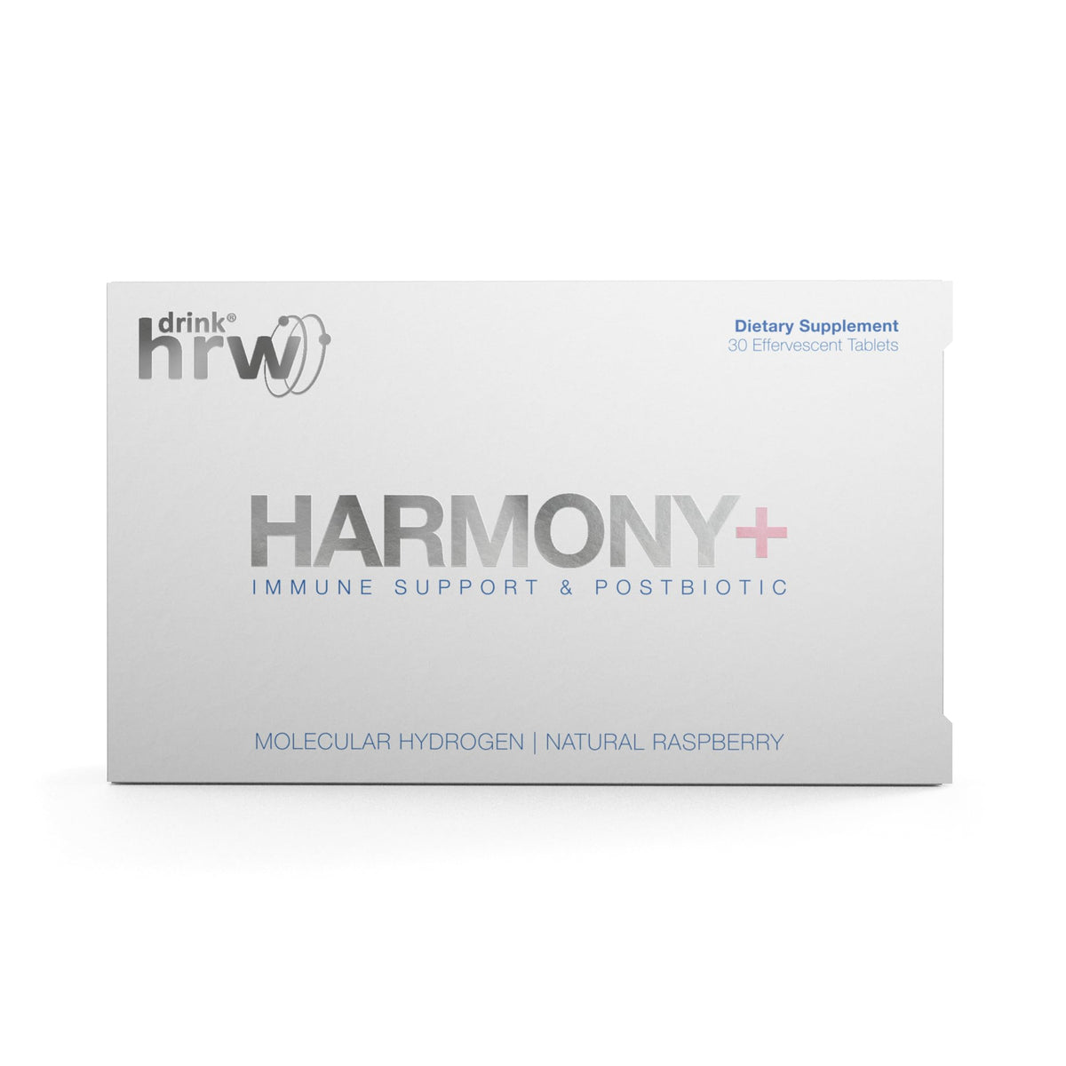 DRINK HRW Harmony+ tablet dissolving to release active hydrogen for cellular support.