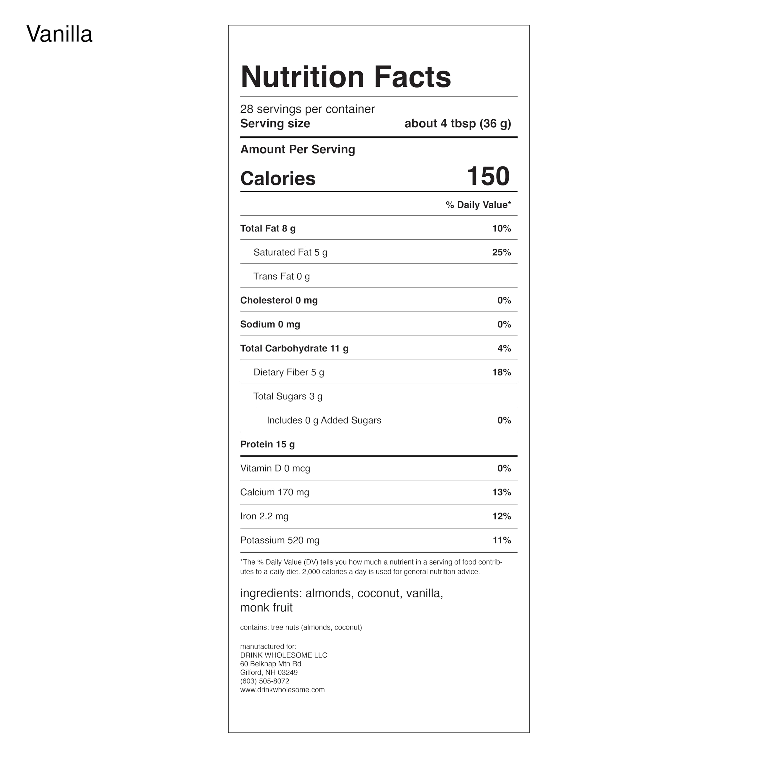 Drink Wholesome protein powder canister for baking and meals—gentle supplement option.