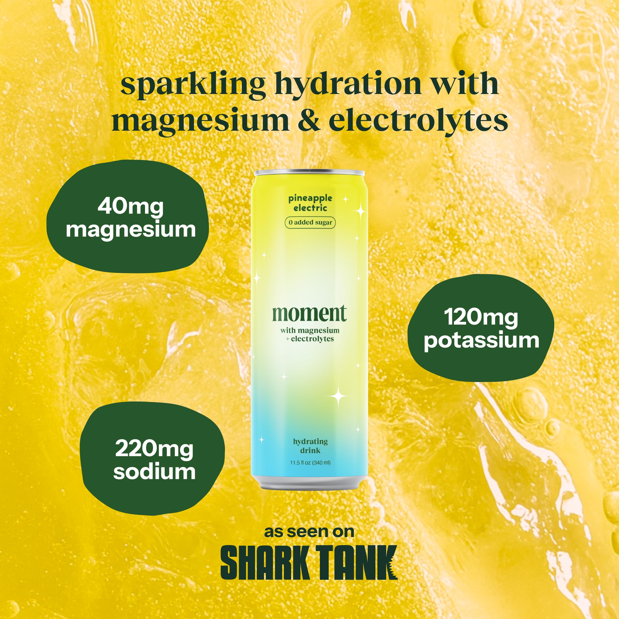 Moment Pineapple label shows zero sugar and electrolyte blend.
