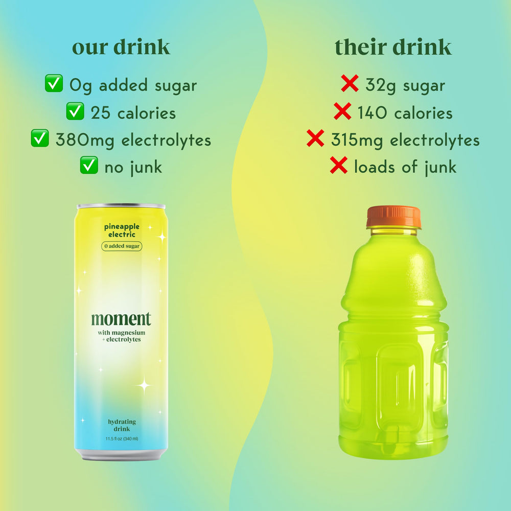 Drink Your Meditation Moment Pineapple nutrition label highlights magnesium, potassium, and sodium.