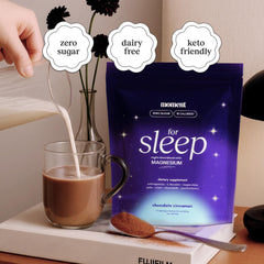Ingredient label shows reishi and chamomile for a balanced, relaxing night.