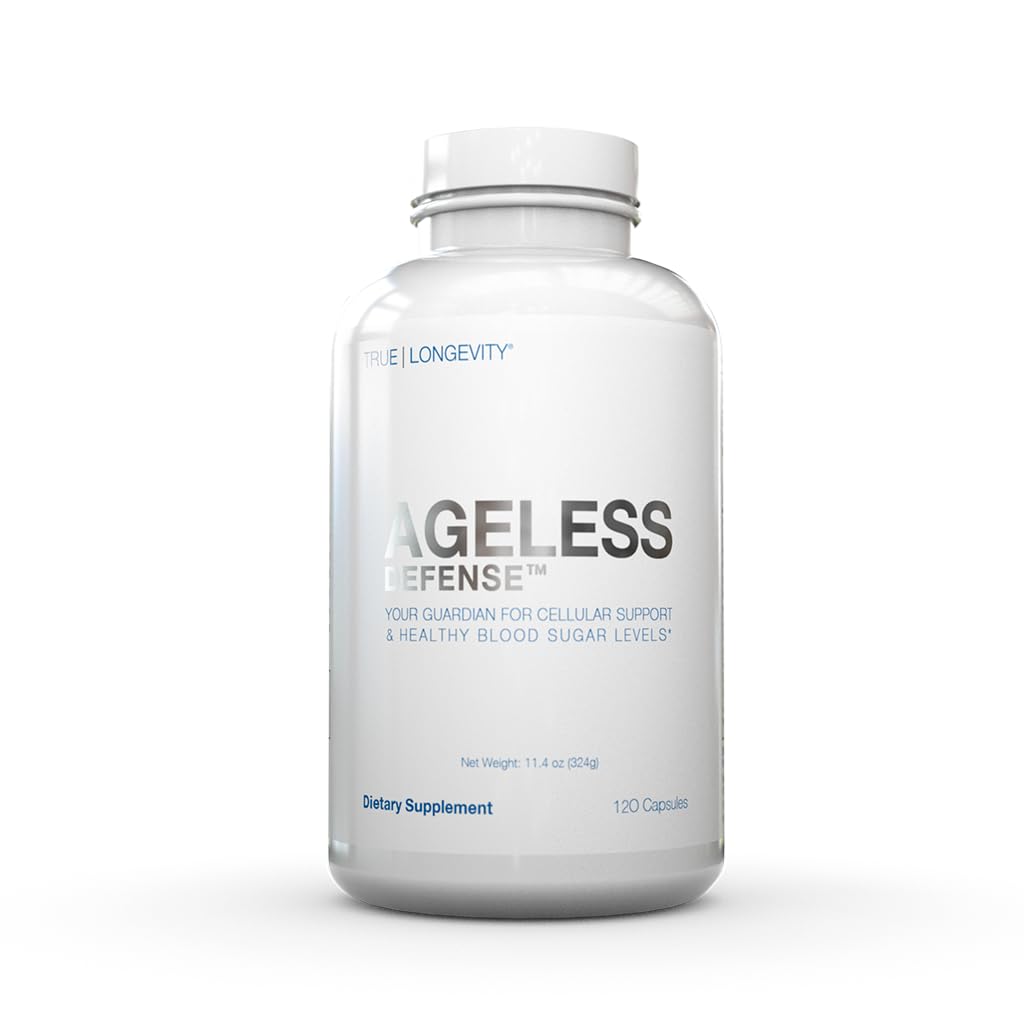 DRINK HRW Ageless Defense bottle illustrating daily supplement ritual for aging support.