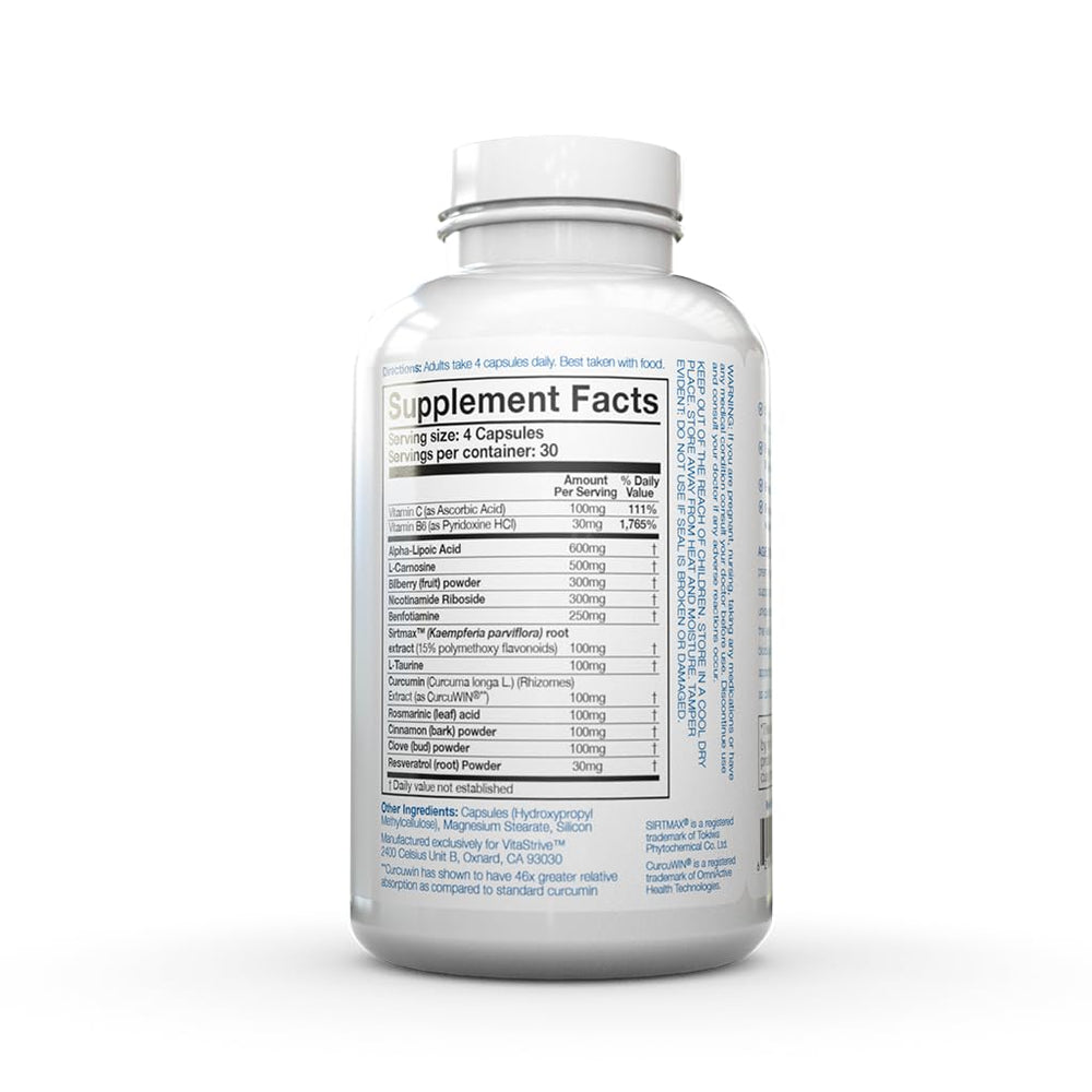 DRINK HRW Ageless Defense capsules shown with glass of water for skin and vitality upkeep.