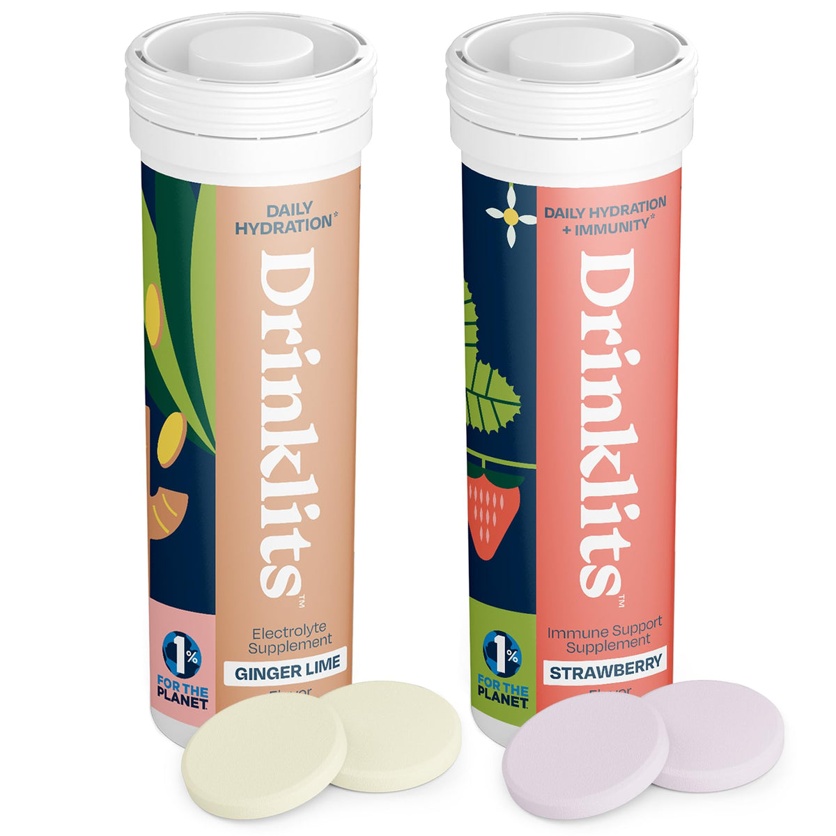 Drinklits Ginger-Lime Electrolyte tablets tube for on-the-go hydration.