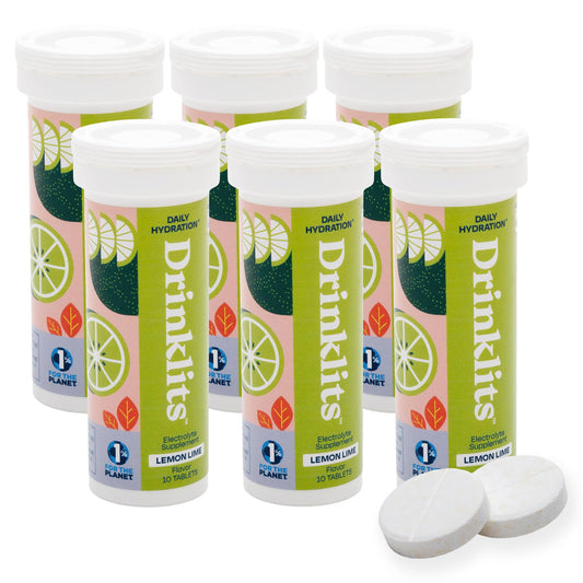 Drinklits Lemon Lime tablets in a tube for on-the-go hydration.