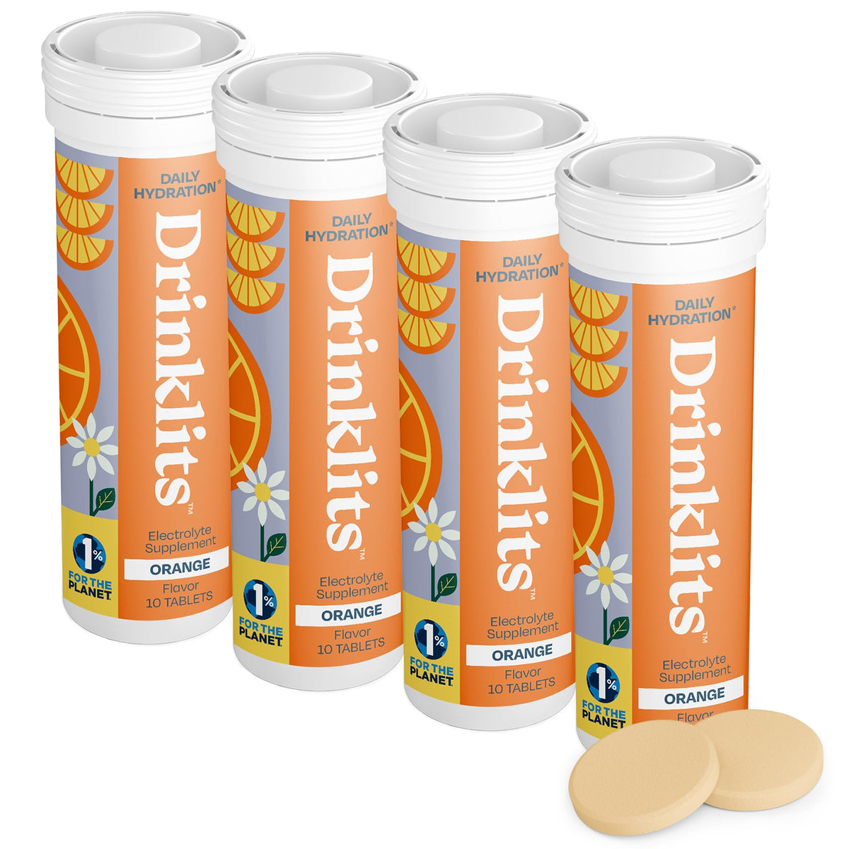 Drinklits Orange Daily hydration tablets in a tube for convenient on-the-go hydration.
