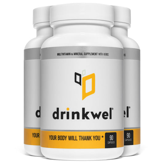 Drinkwel Premium bottle supports morning recovery and daily wellness.