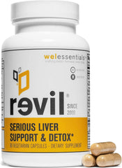 Drinkwel Revil bottle label showing liver support formulation for daily wellness