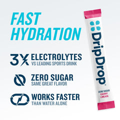 DripDrop cherry limeade flavor packet close-up for on the go hydration.