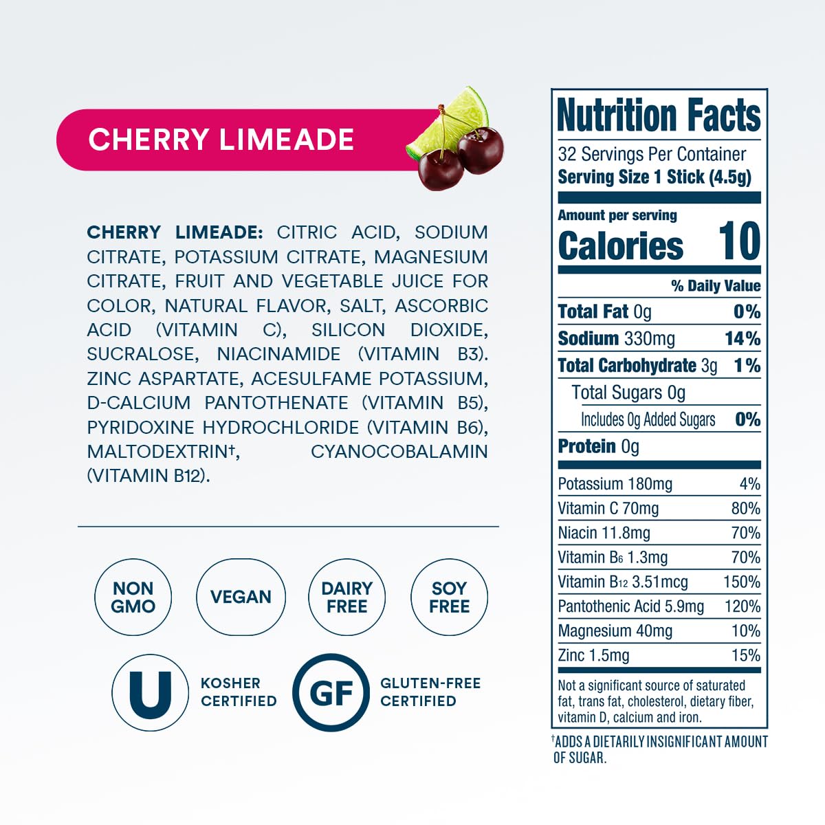 DripDrop non GMO gluten free vegan hydration with clean ingredients.