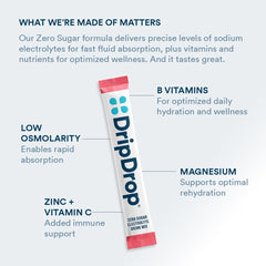 DripDrop passion fruit packet dissolves quickly for on-the-go hydration.