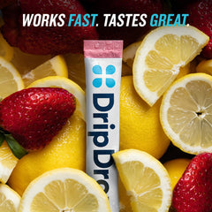 DripDrop travel-friendly single-serve packets placed in a travel pouch