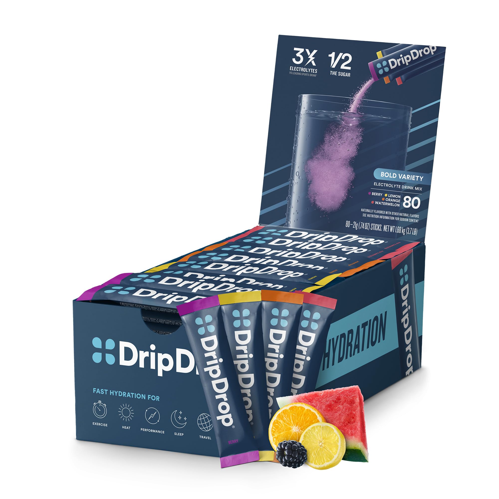 DripDrop Watermelon hydration packet for fast rehydration during workouts.