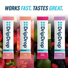 DripDrop Zero Sugar Plus nutrition panel highlights electrolytes and vitamins.
