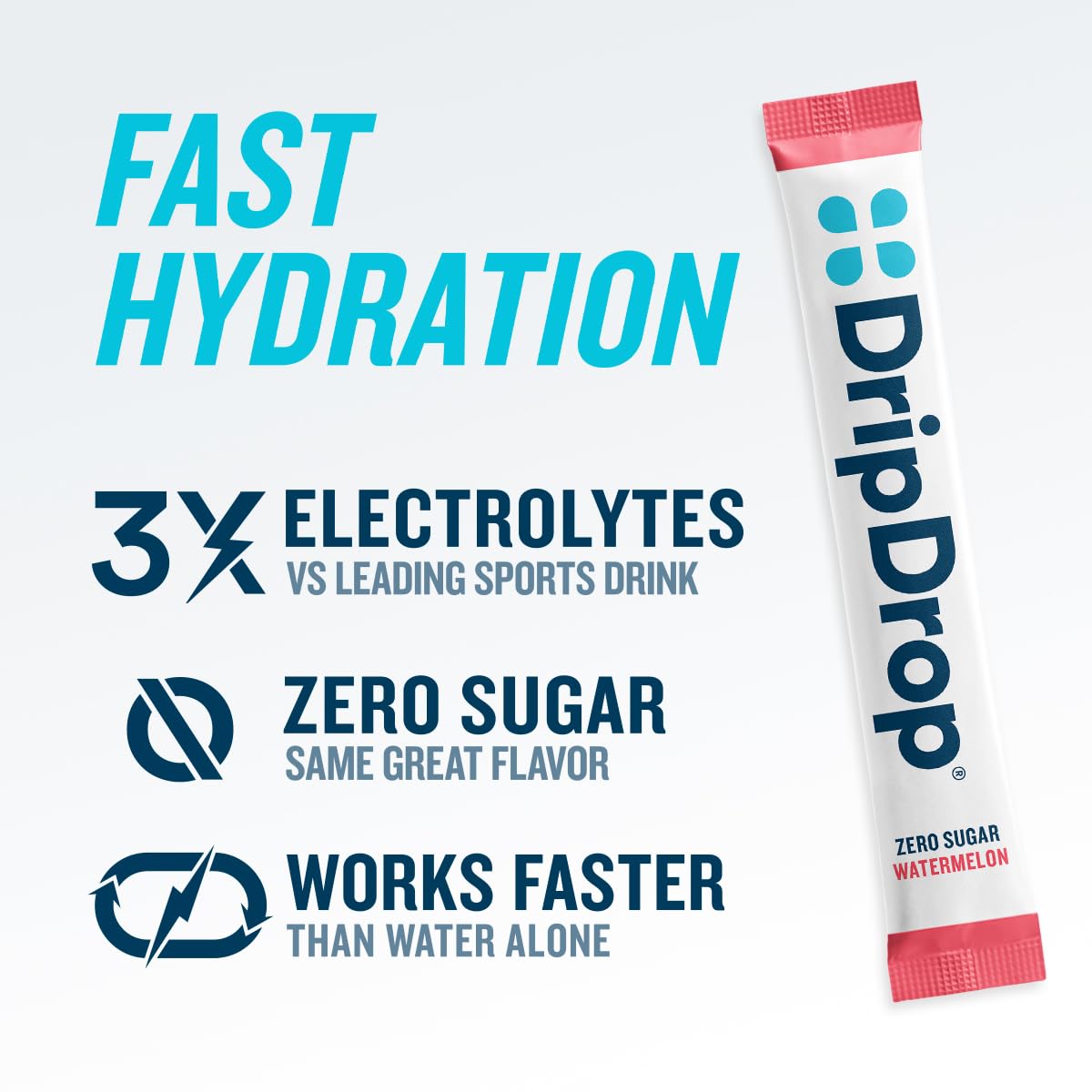 DripDrop Zero Watermelon packet back showing zero sugar