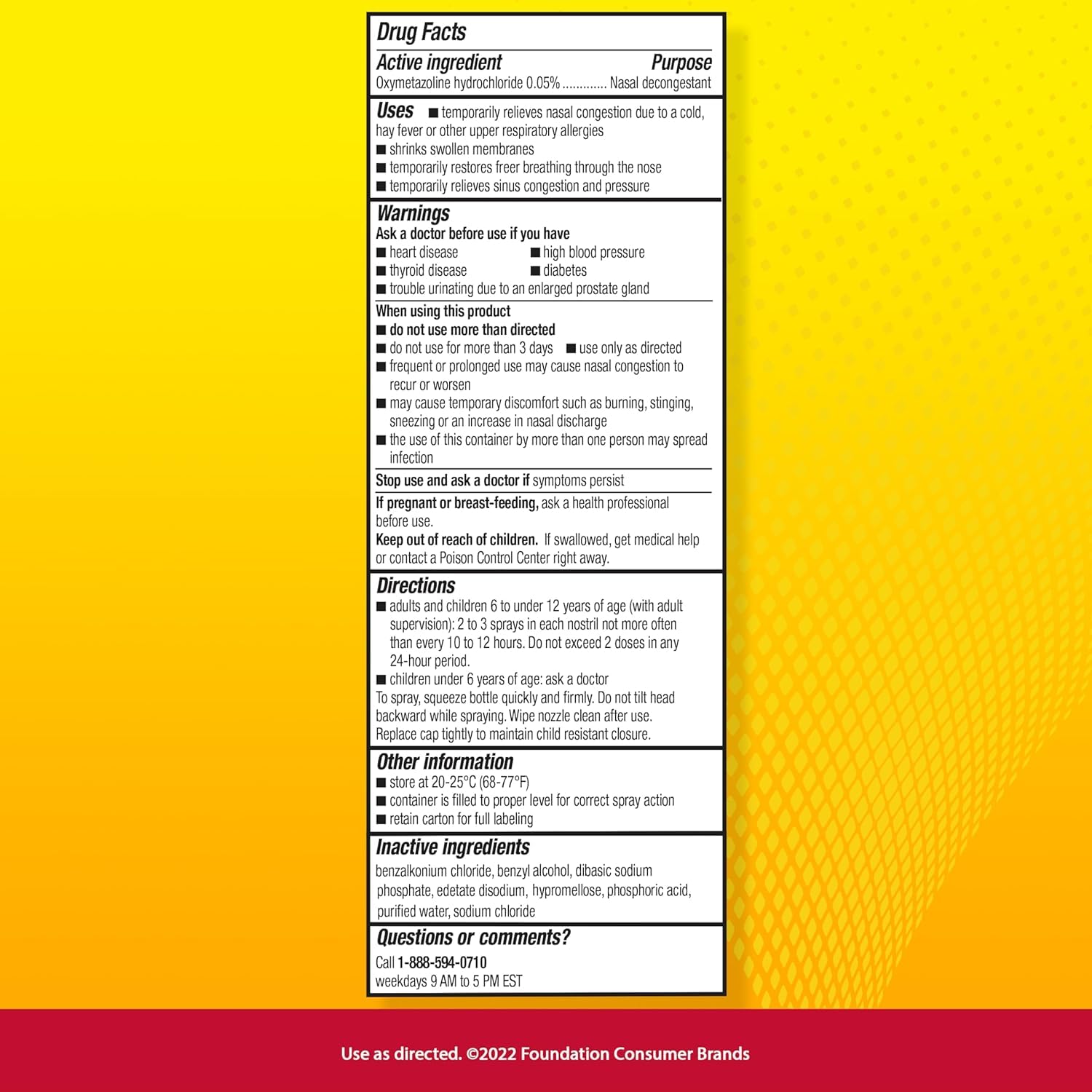 Dristan pack and bottle image promoting US-made medication quality.